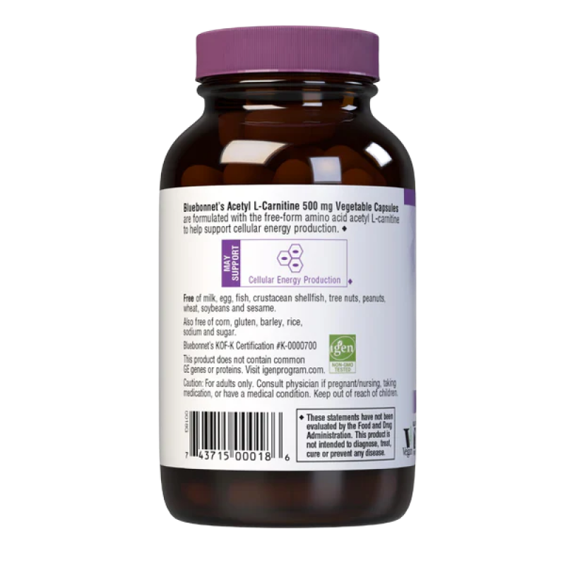 Bluebonnet - Acetyl L-Carnitine 500 mg - 60 capsules