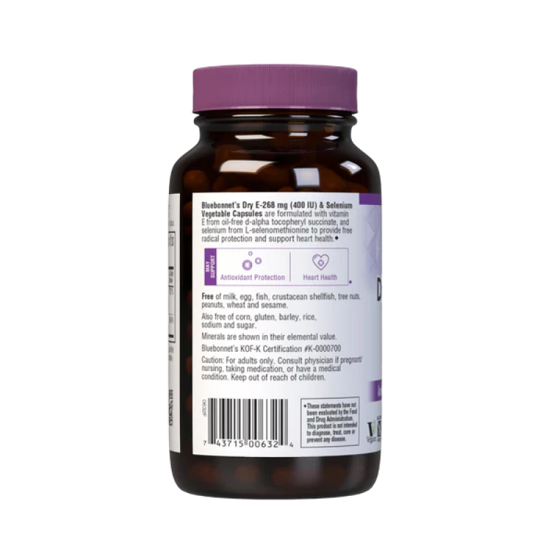 Bluebonnet - Dry E -268mg (400IU) & Selenium - 120 VCaps