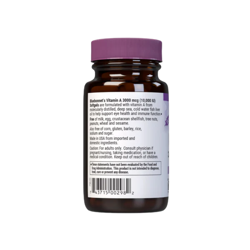 Bluebonnet - Vitamin A 3,000 mcg - 100 softgels