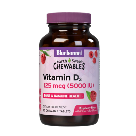 Bluebonnet - Earth Sweet Chewables - Vitamin D3 125 mcg - 90 Tablets (Raspberry)