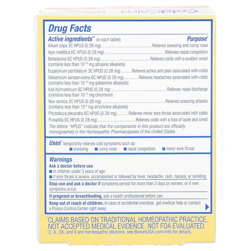 Boiron - ColdCalm (Cold Relief) - 60 Meltaway Tablets