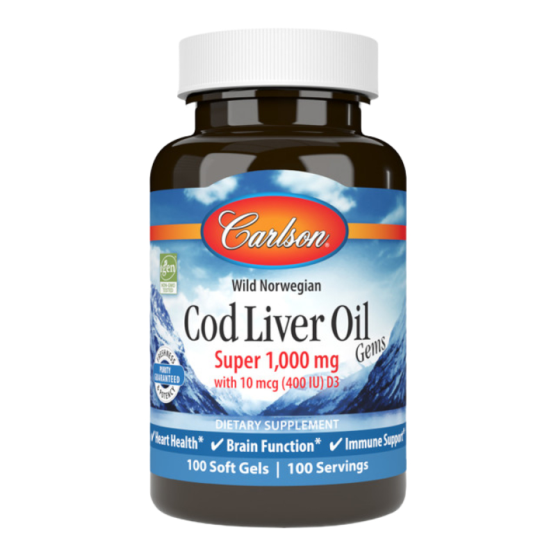 Carlson - Cod Liver Oil Gems - super 1,000mg - 100 softgels