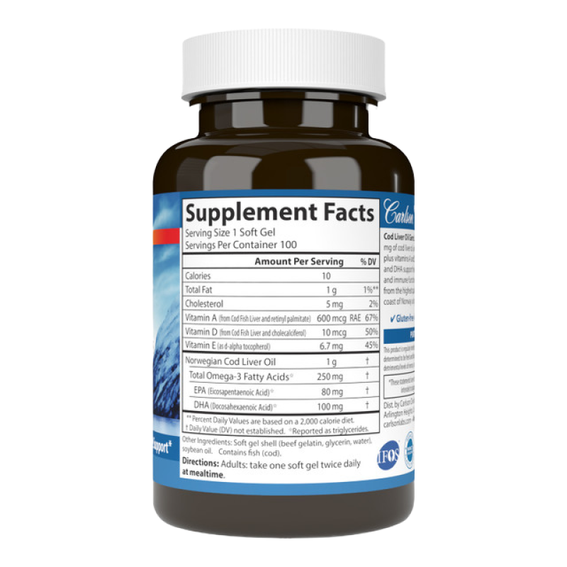 Carlson - Cod Liver Oil Gems - super 1,000mg - 100 softgels
