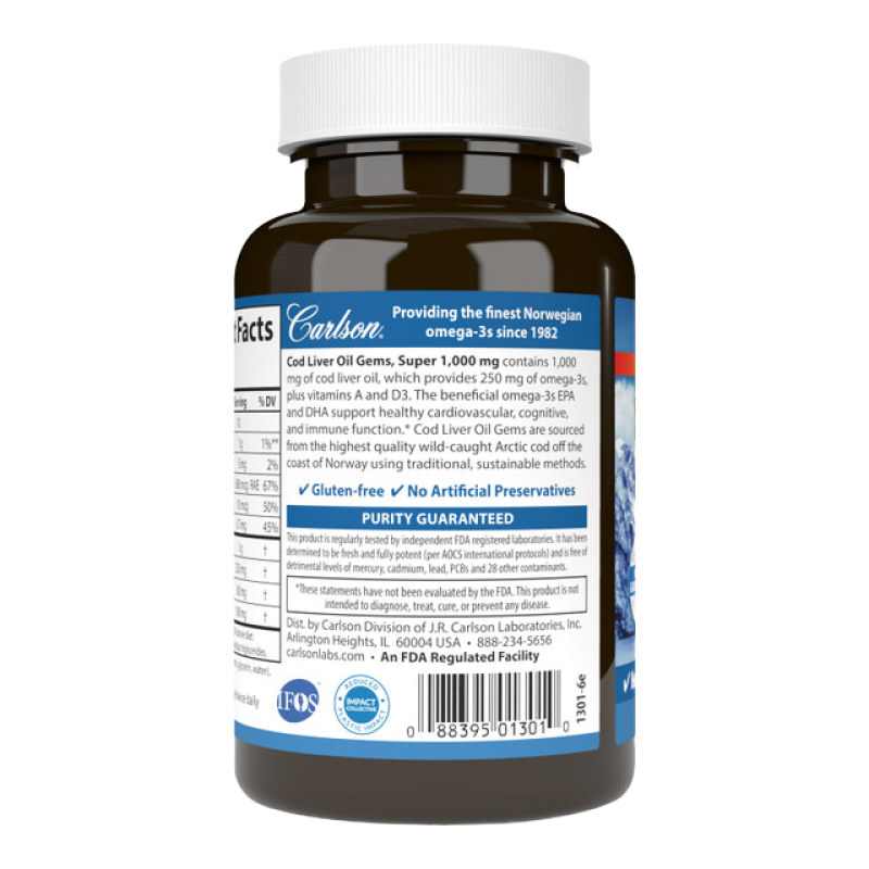 Carlson - Cod Liver Oil Gems - super 1,000mg - 100 softgels