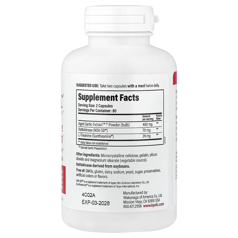 Kyolic - Aged Garlic Extract Blood Pressure Health - 160 capsules