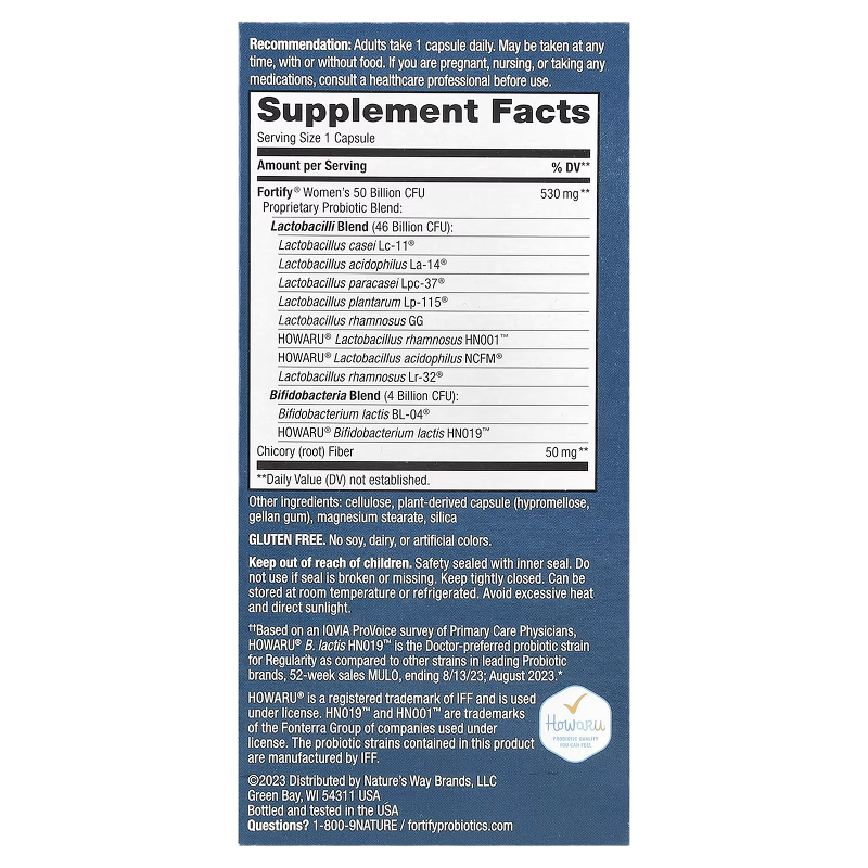 Nature's Way - Fortify® Women's Probiotic Extra Strength 50 Billion CFU - 30 Delayed ReleaseCapsules ( non refrigerated)