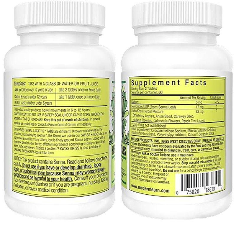 Swiss Kriss - Herbal Laxative - 250 Tablets