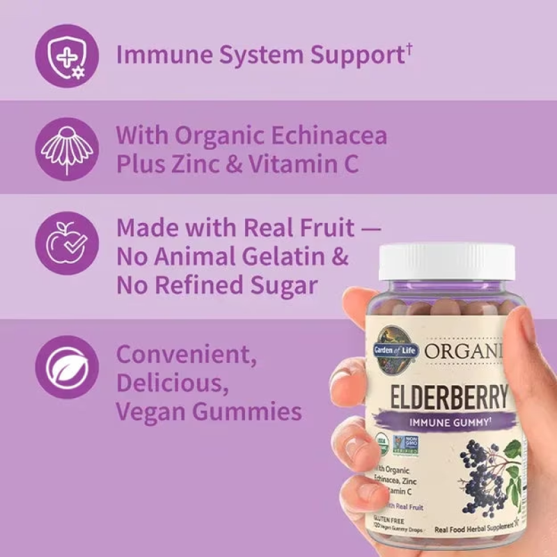 Garden Of Life - Organics Elderberry Immune Gummy - 120 Vegan Gummies