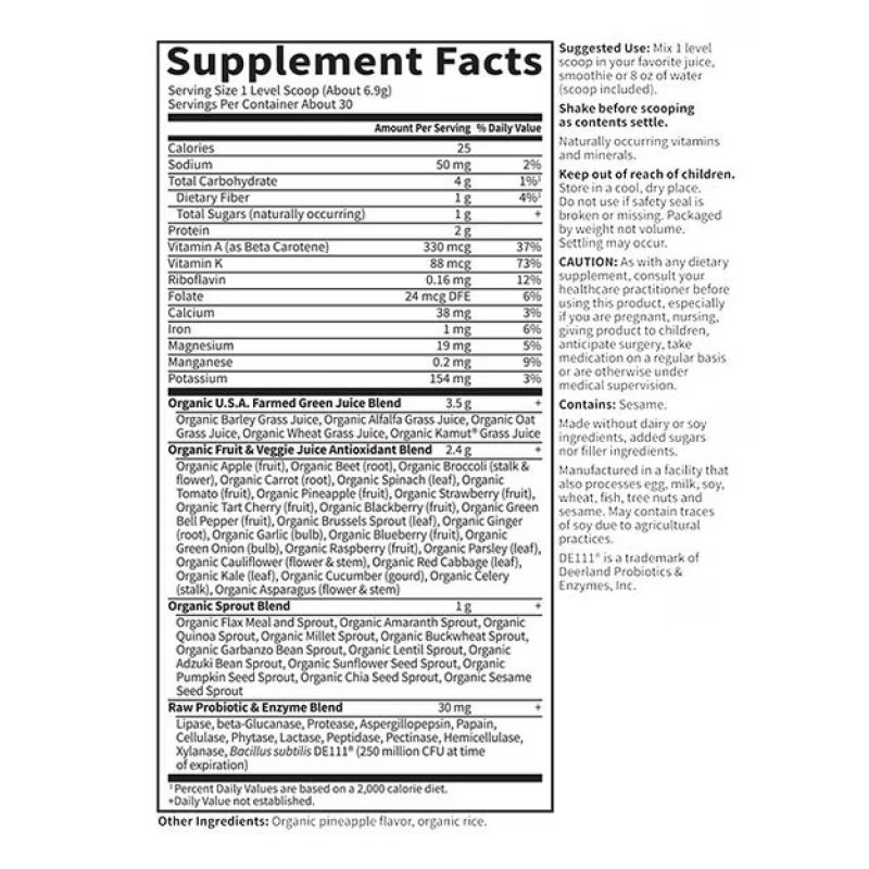 Garden of Life - Raw Organic Perfect Food Green Superfood - Original Powder - 7.3 oz