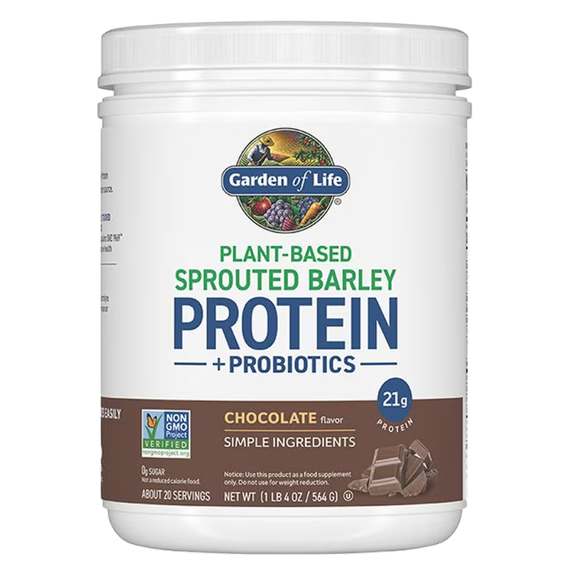 Garden of Life - Sprouted Barley Protein + Probiotics Powder - Chocolate - 1.4lb