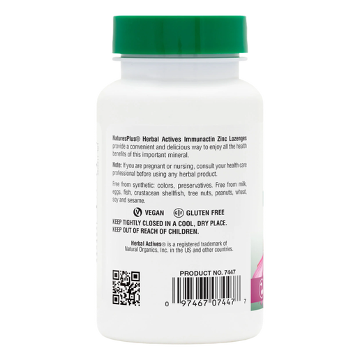 NaturesPlus - ImmunActin Zinc Lozenges (Wild Cherry) - 60 Lozenges