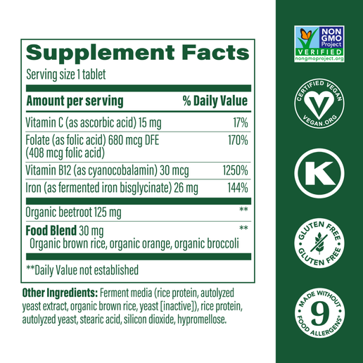 MegaFood - Iron Blood Builder Supplement - 180 tablets