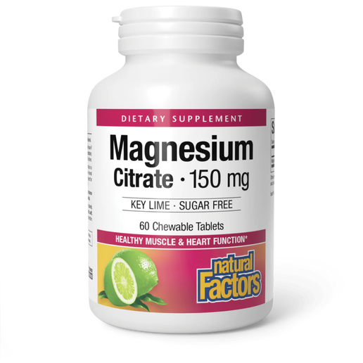 Natural Factors - Magnesium Citrate (Lime Flavor) - 60 Chewable Tablets