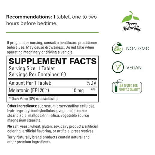 Terry Naturally - Melatonin EP120 (10mg)- 60 tablets