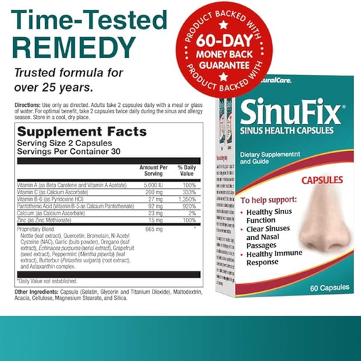 NaturalCare - Sinufix to Support Healthy Sinuses - 60 capsules