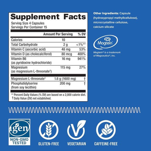 Natural Vitality Focus, Magnesium L-Threonate and Phosphatidylserine, Memory,