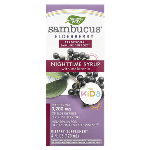 Nature’s Way - Sambucus Nighttime Syrup for Kids with Melatonin - 4 fl oz