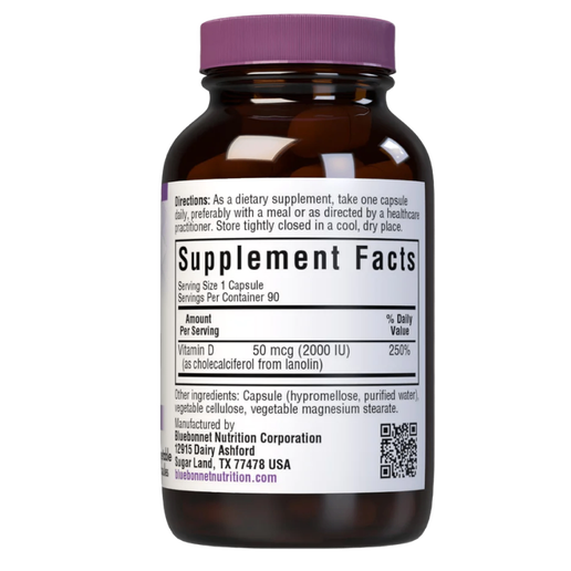 Bluebonnet - Vitamin D3 50 mcg - 90 capsules