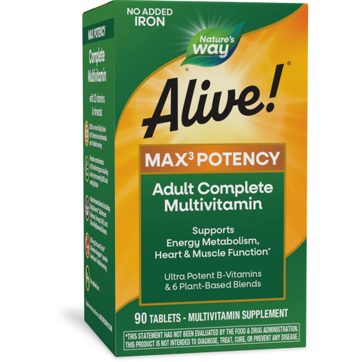 Nature's Way Alive! Multivitamin, Max Potency No Iron Added - 90 Tablets
