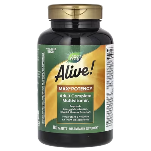 Nature's Way Alive! Max3 Multivitamin Supplements No Iron Added - 180 Tablets