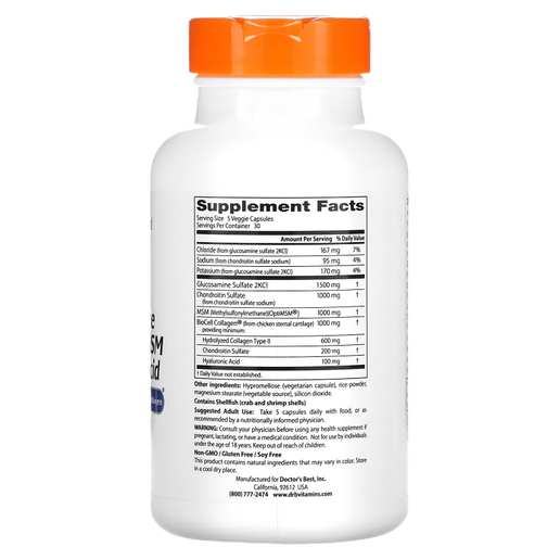 Doctor's Best - Glucosamine Chondroitin MSM + Hyaluronic Acid - 150 capsules