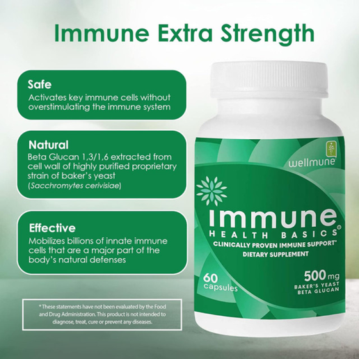 Immune Health Basics - Beta Glutan with Wellmune - 500 mg - 60 Capsulees