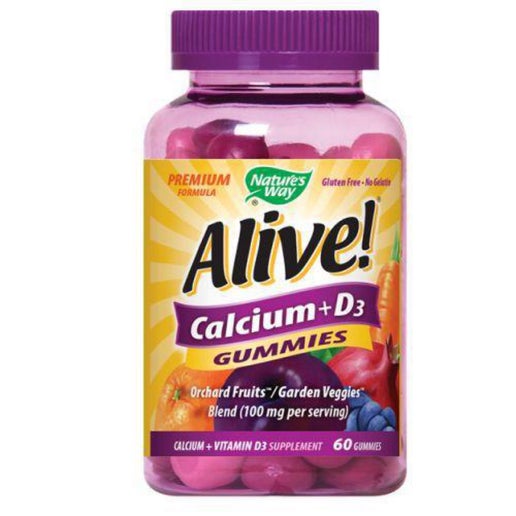 Nature's Way Alive! Calcium + D3 Gummies (Strawberry)- 60 gummies