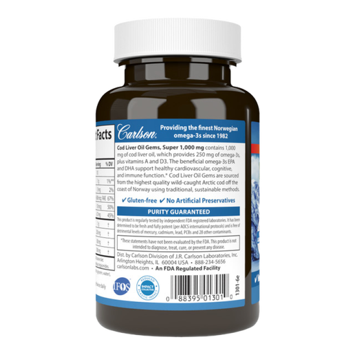 Carlson - Wild Norwegian Cod Liver Oil Gems - 250 Softgels
