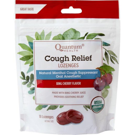 Quantum Health -Cherry  Cough Relief Lozenges - 18 Lozenges