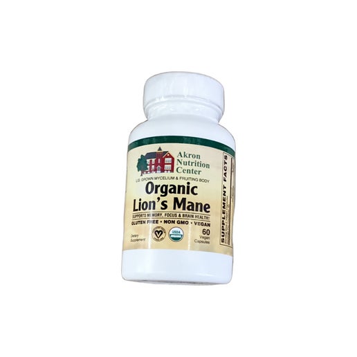 Akron Nutrition Center Lion's Mane Nootropic Brain Supplement (Organic)60vegan caps