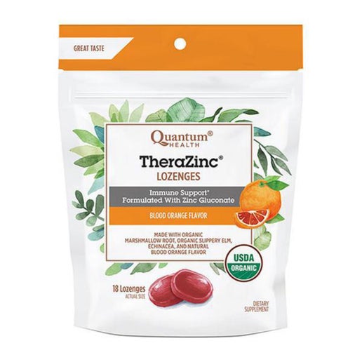 Quantum Health Therazinc USDA Organic Zinc Lozenges|Blood Orange|Immune Support Formulated with Zinc Gluconate|Fast Relief|No Aftertaste|Usda Organic|18 Count