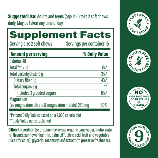 Megafood - Relax + Calm† Magnesium Soft Chews - Strawberry - 30 Chews